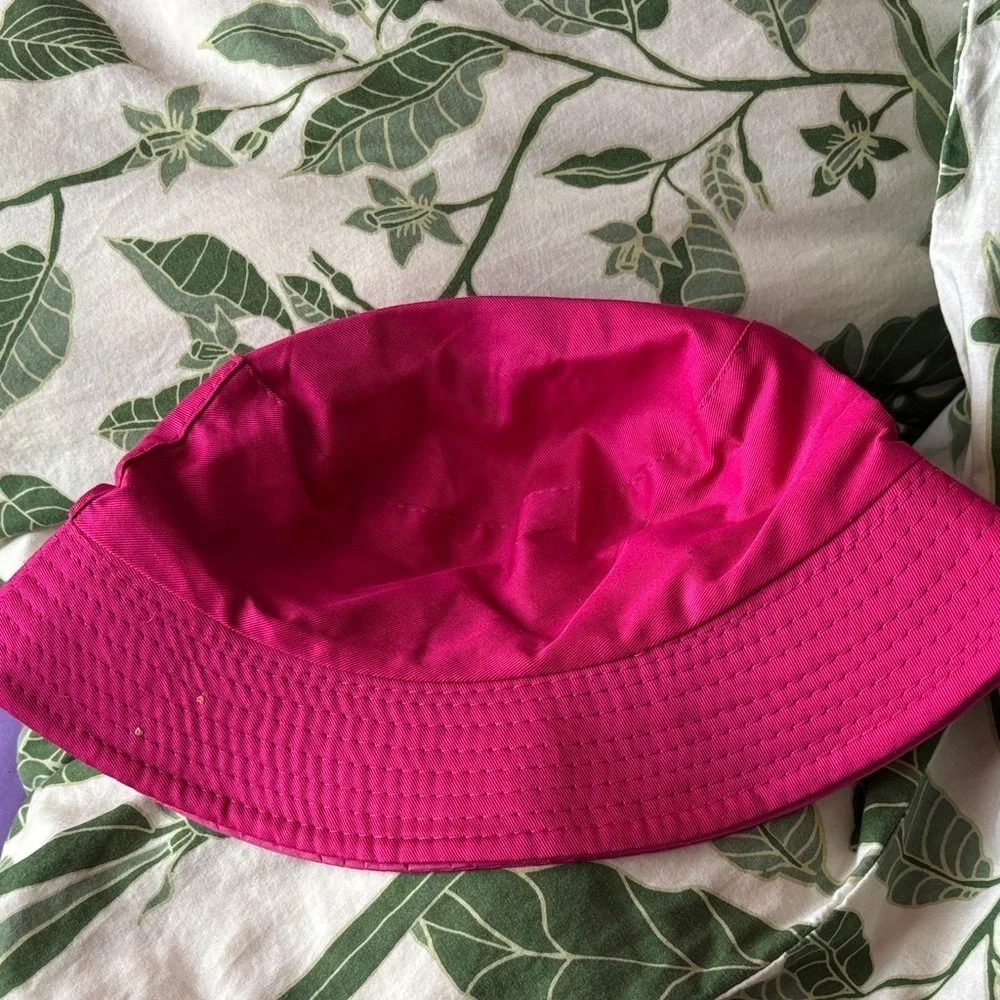 Pink Bucket Hat with Cat Pin